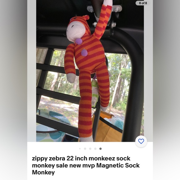 Monkeez zippy zebra 22 inch monkeez sock monkey new mvp Magnetic Sock Monkey. - Picture 5 of 6